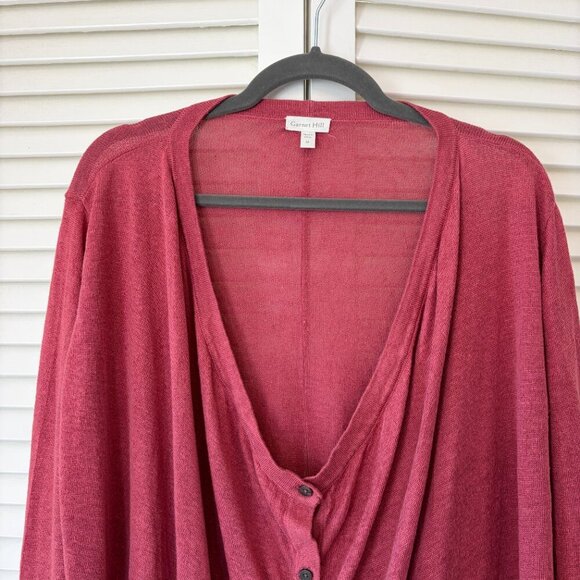 Garnet Hill women's cocoon cardigan sweater red pink linen medium buttons - Picture 3 of 9